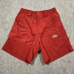 AFTCO Fishing Shorts Mens 34 Red Heathered Elastic Waist Quick Dry